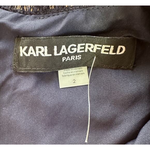 NEW Karl Lagerfeld Sleeveless Pocket Dress Size 2 Women’s Navy - Picture 3 of 7